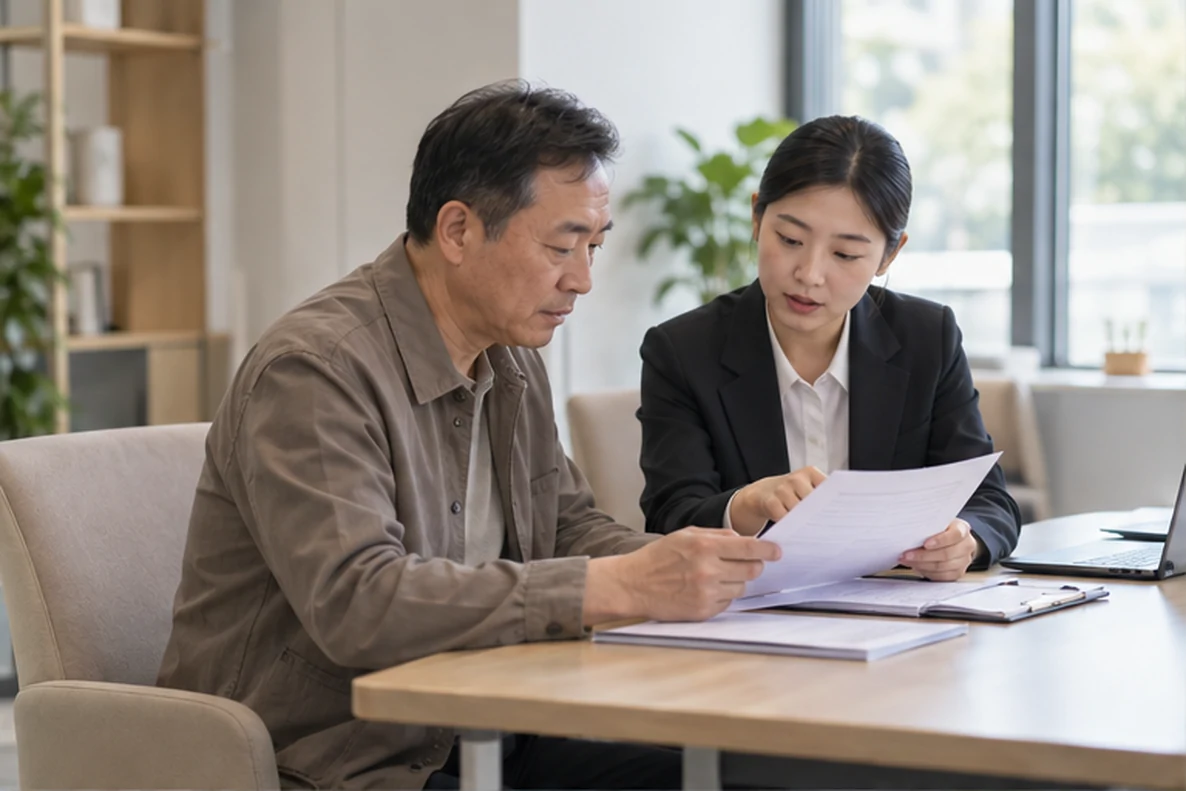 核对注册公司资料与办理事项的服务场景示意