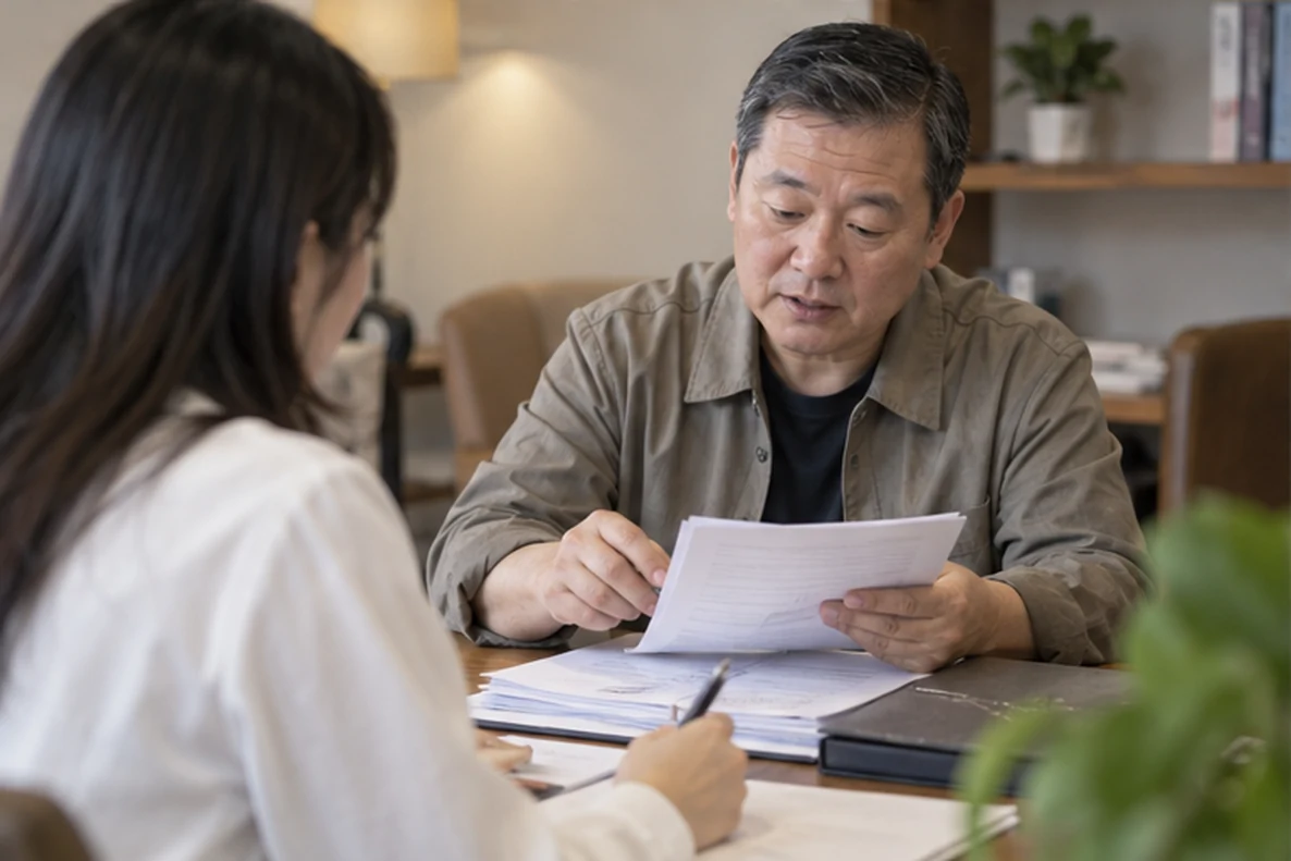 核对注册公司资料与办理事项的服务场景示意