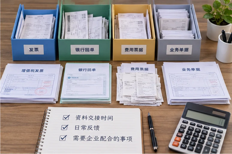整理企业票据与日常账务资料的服务场景示意