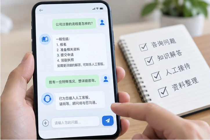 在线客服接待与咨询整理的服务场景示意