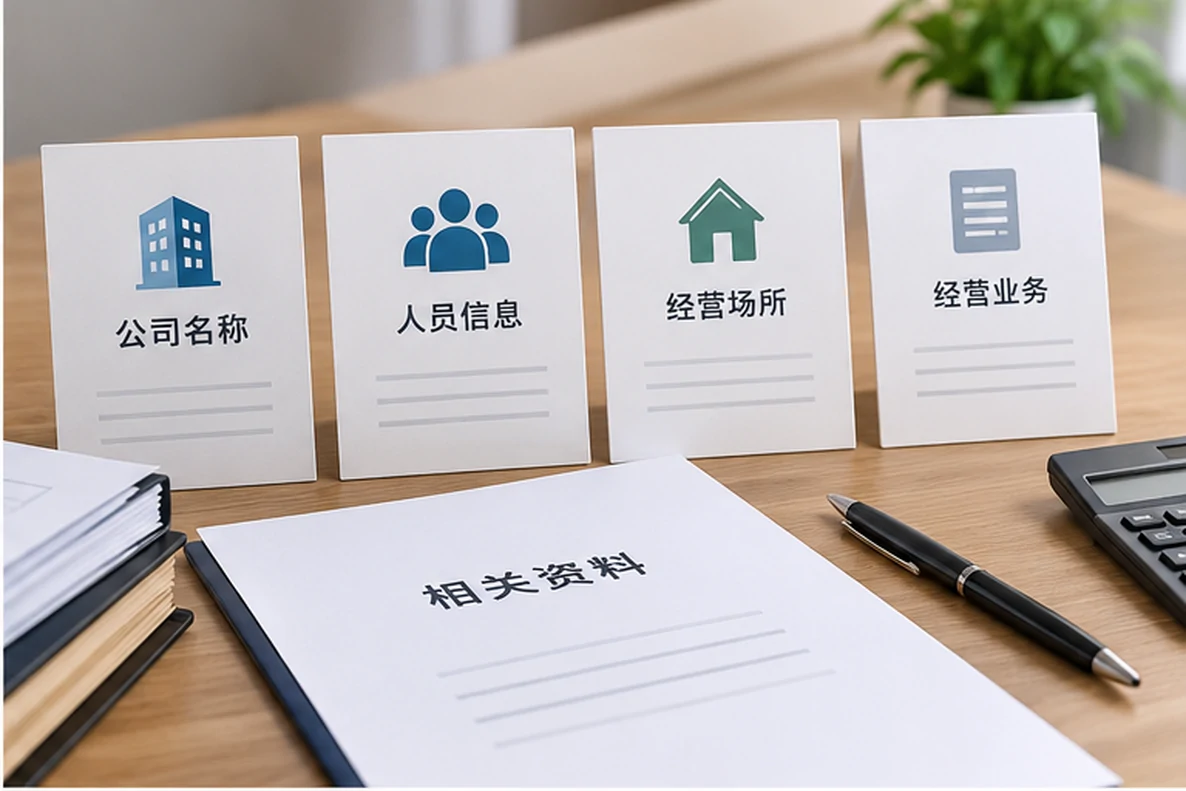核对注册公司资料与办理事项的服务场景示意