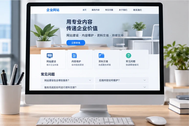企业网站展示业务与服务信息的场景示意