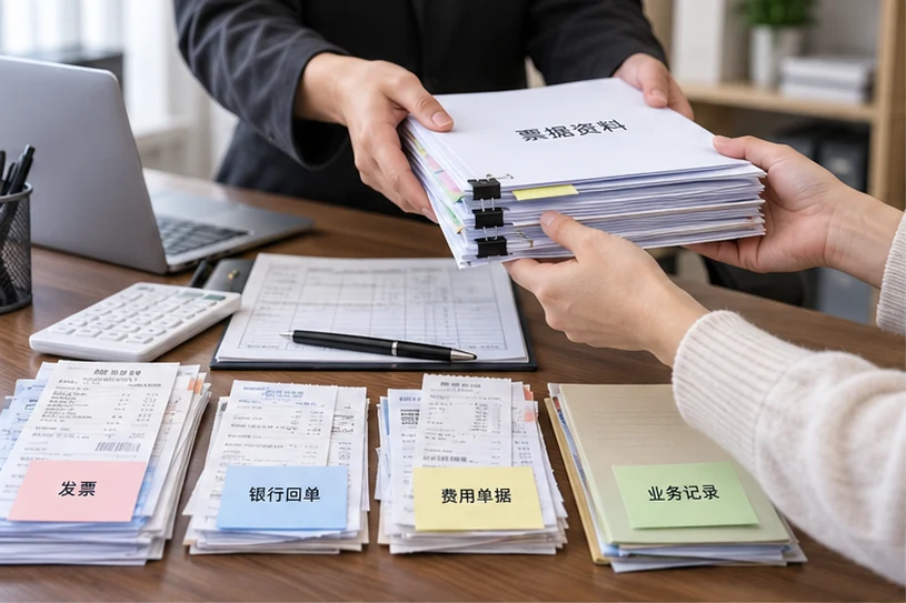 整理企业票据与日常账务资料的服务场景示意