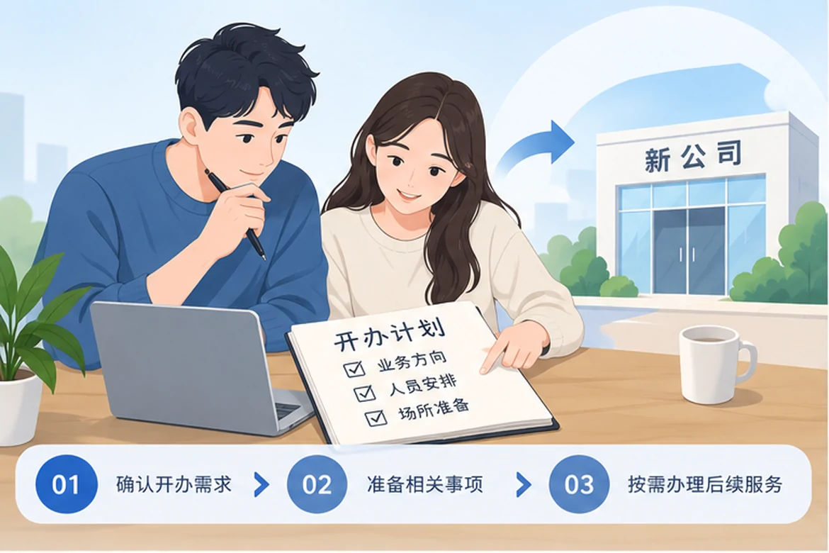 创业者一起整理开办计划的服务场景示意
