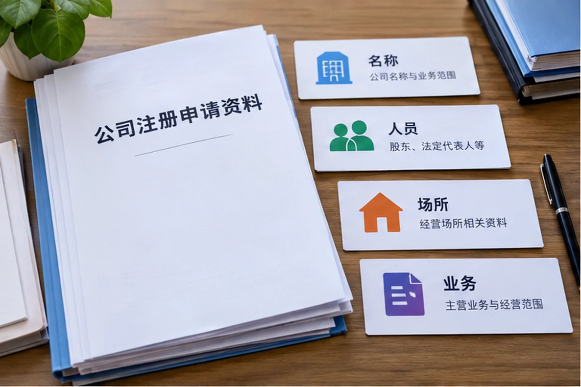 核对注册公司资料与办理事项的服务场景示意
