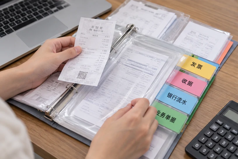整理企业票据与日常账务资料的服务场景示意