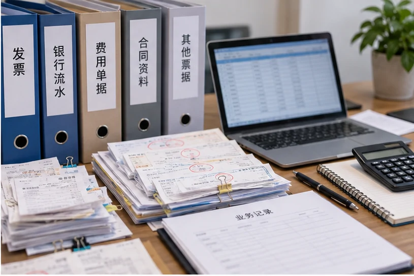 整理企业票据与日常账务资料的服务场景示意