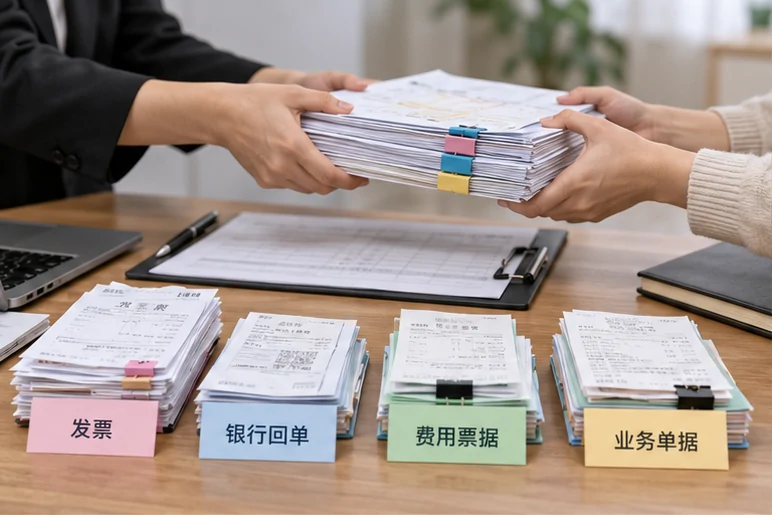 整理企业票据与日常账务资料的服务场景示意