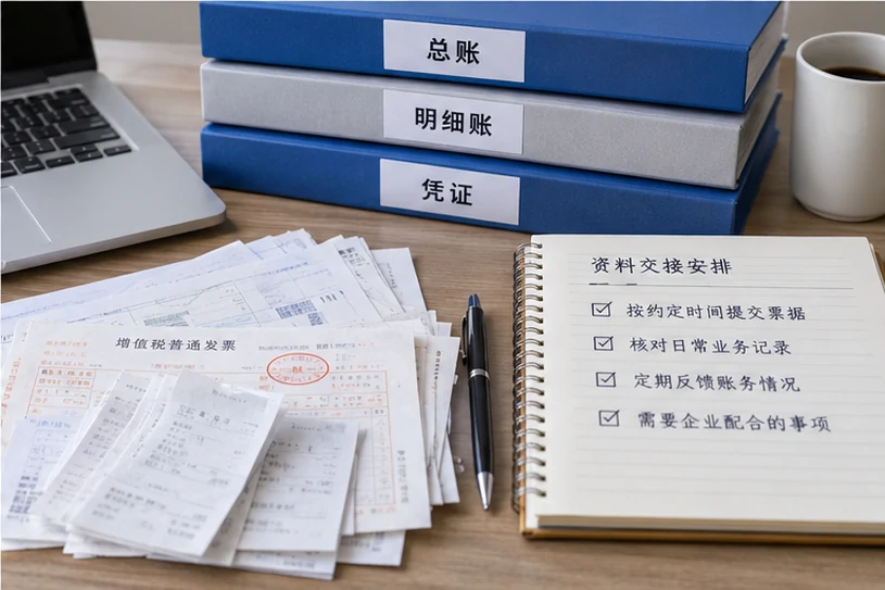 整理企业票据与日常账务资料的服务场景示意
