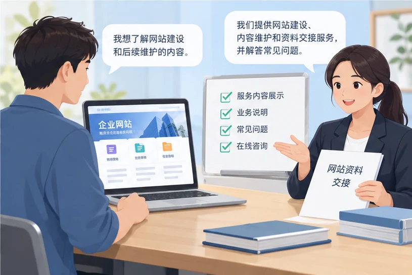 企业网站展示业务与服务信息的场景示意