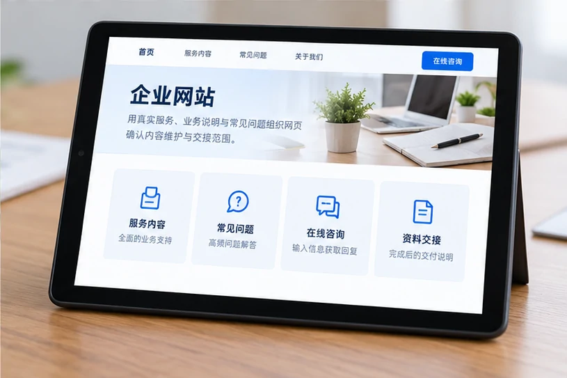 企业网站展示业务与服务信息的场景示意