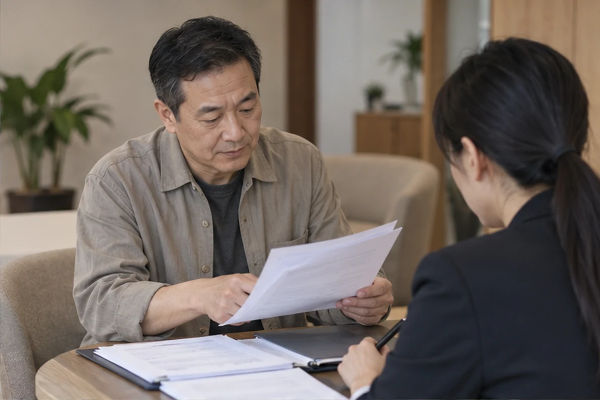 核对注册公司资料与办理事项的服务场景示意