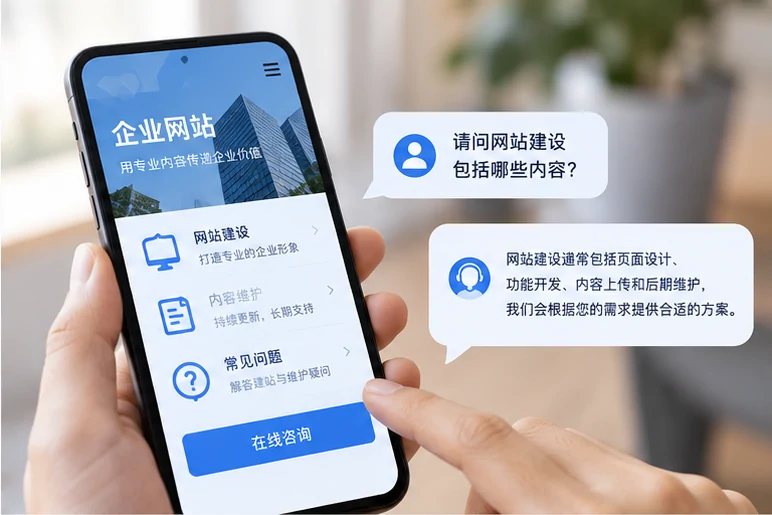 企业网站展示业务与服务信息的场景示意