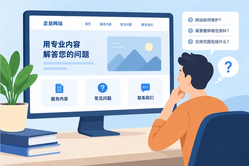 企业网站展示业务与服务信息的场景示意