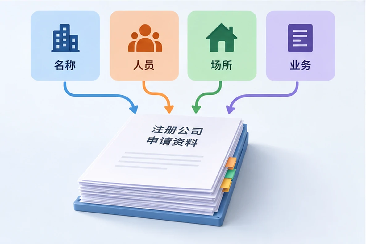 核对注册公司资料与办理事项的服务场景示意