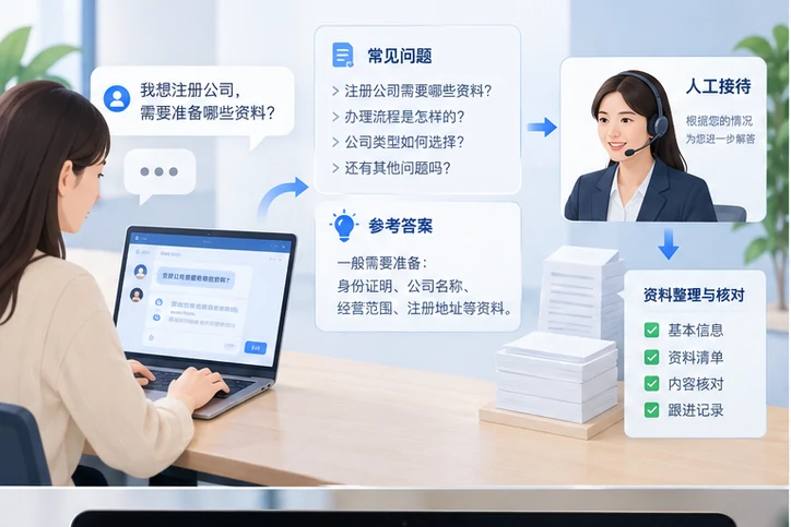 在线客服接待与咨询整理的服务场景示意