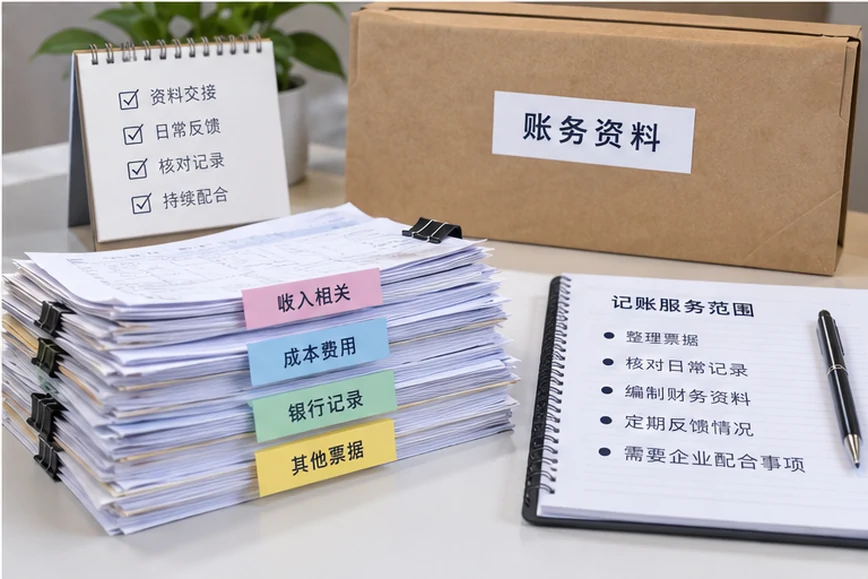 整理企业票据与日常账务资料的服务场景示意