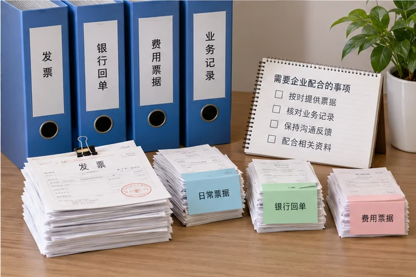整理企业票据与日常账务资料的服务场景示意