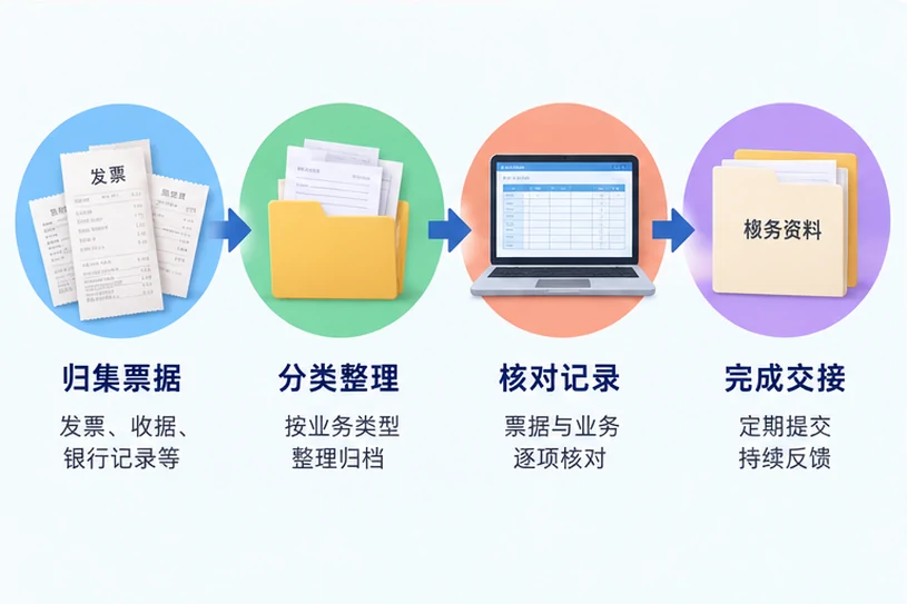 整理企业票据与日常账务资料的服务场景示意