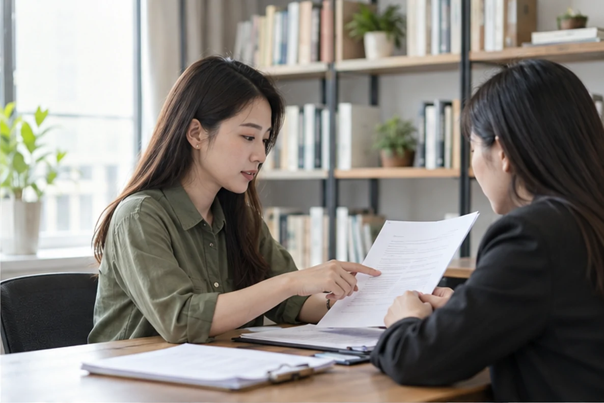 核对注册公司资料与办理事项的服务场景示意