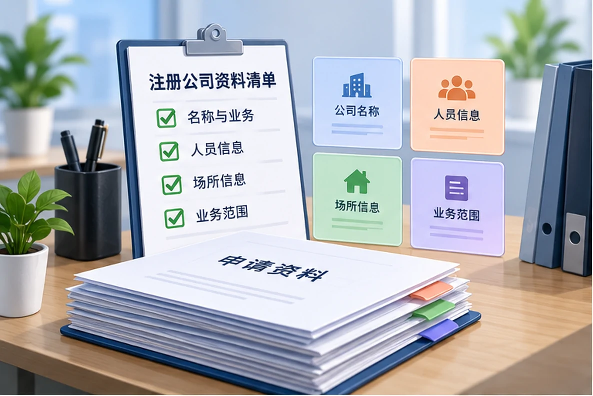 核对注册公司资料与办理事项的服务场景示意