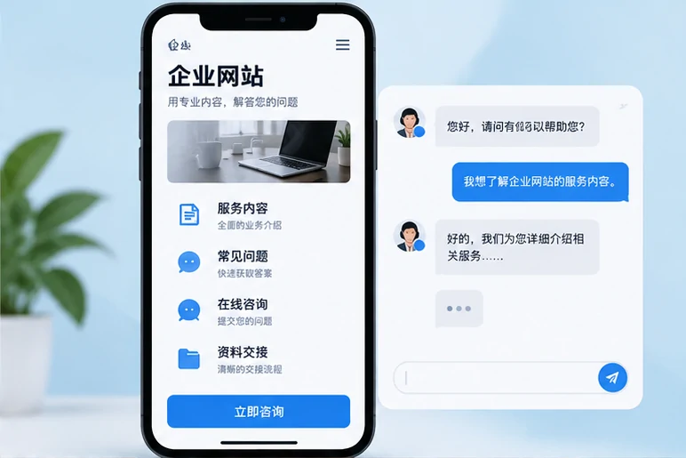 企业网站展示业务与服务信息的场景示意
