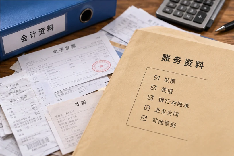 整理企业票据与日常账务资料的服务场景示意