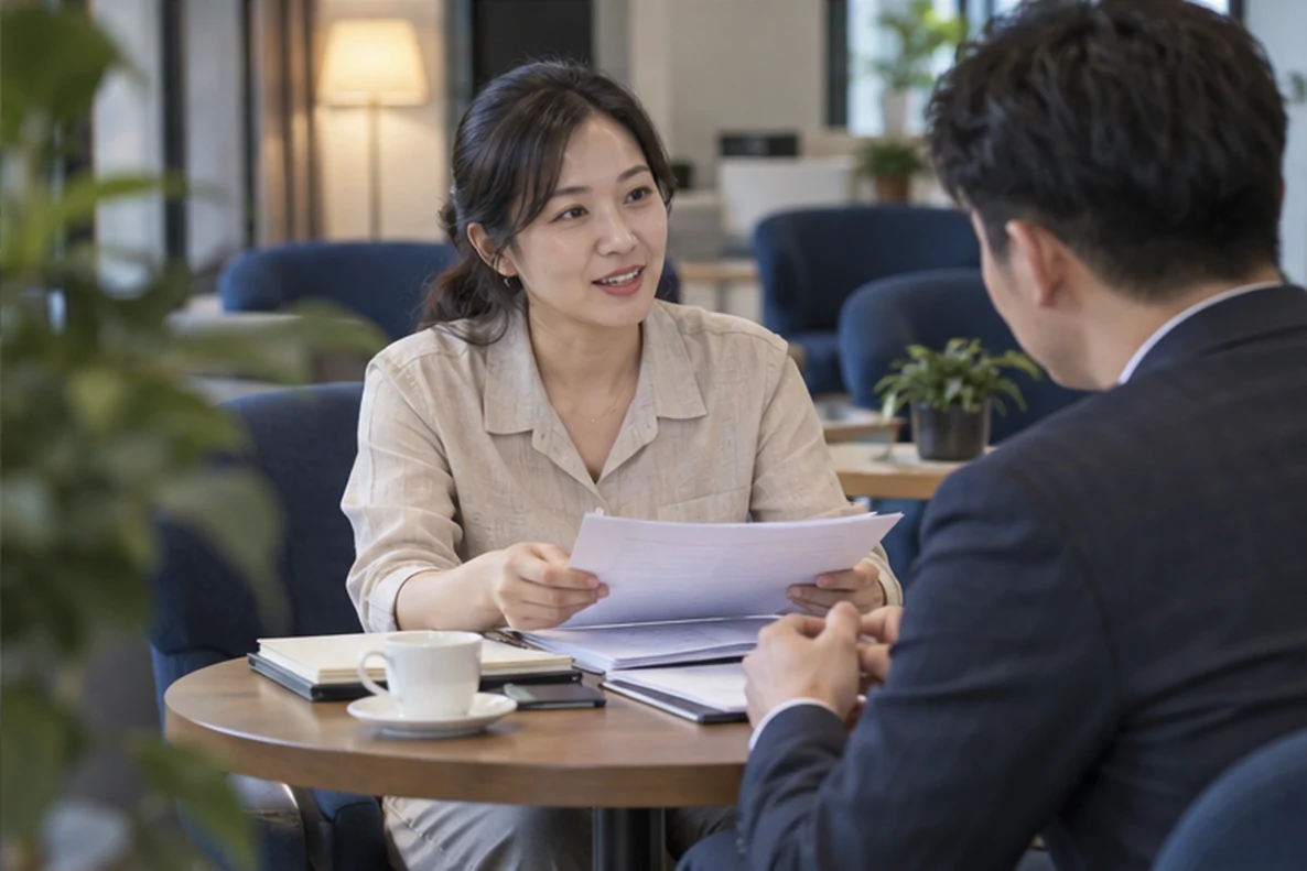 核对注册公司资料与办理事项的服务场景示意