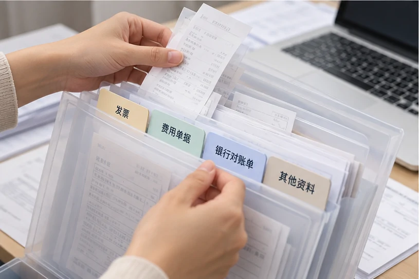 整理企业票据与日常账务资料的服务场景示意