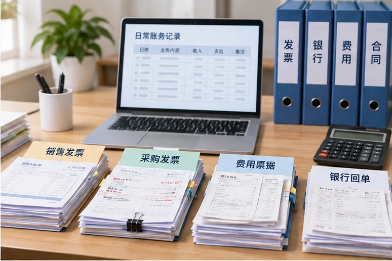 整理企业票据与日常账务资料的服务场景示意