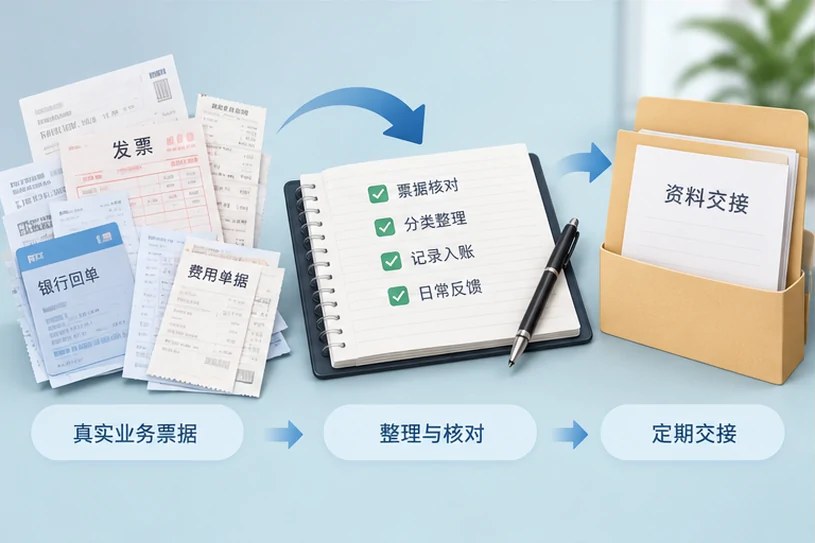 整理企业票据与日常账务资料的服务场景示意