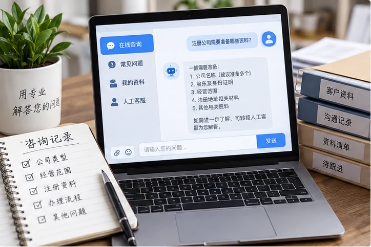 在线客服接待与咨询整理的服务场景示意