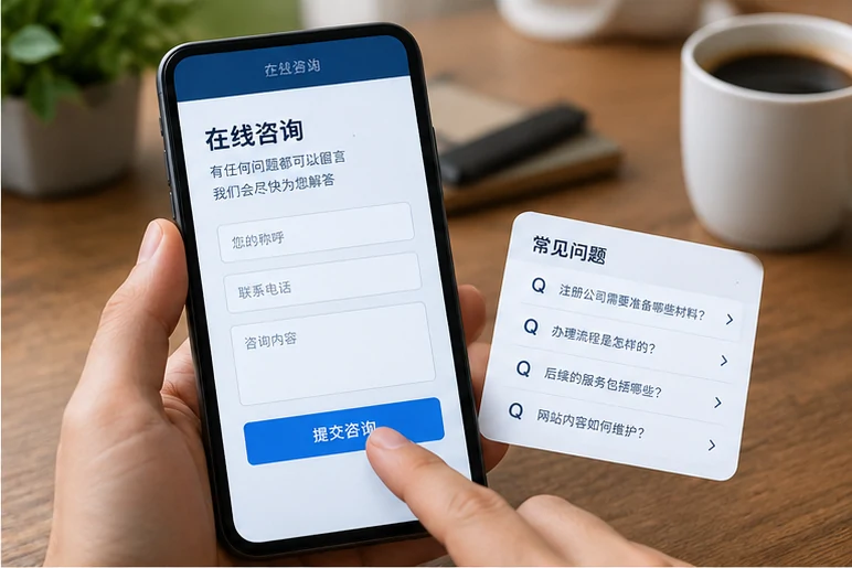 企业网站展示业务与服务信息的场景示意