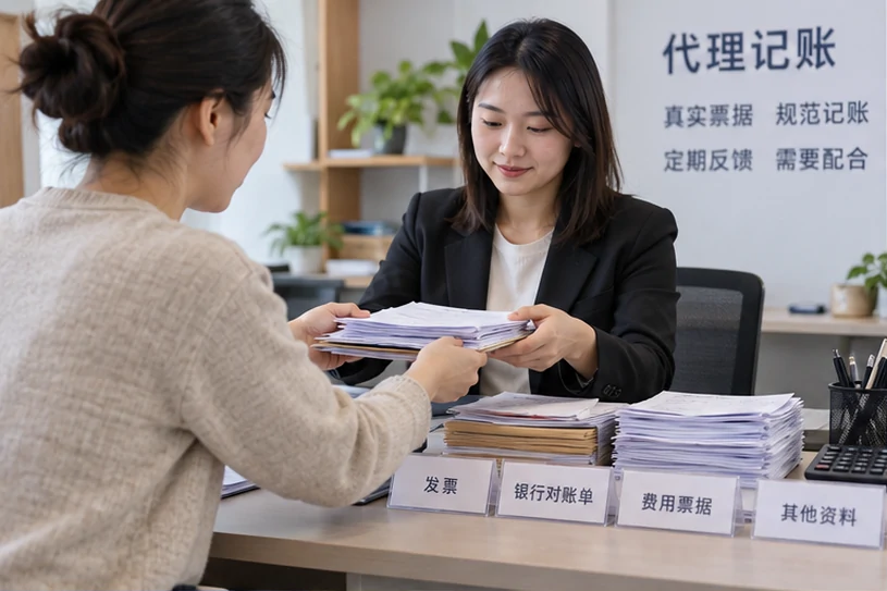 整理企业票据与日常账务资料的服务场景示意