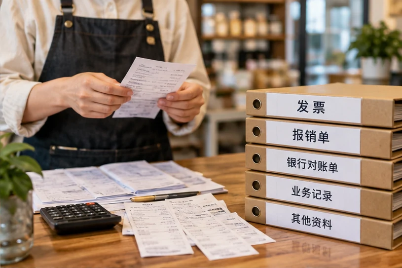 整理企业票据与日常账务资料的服务场景示意