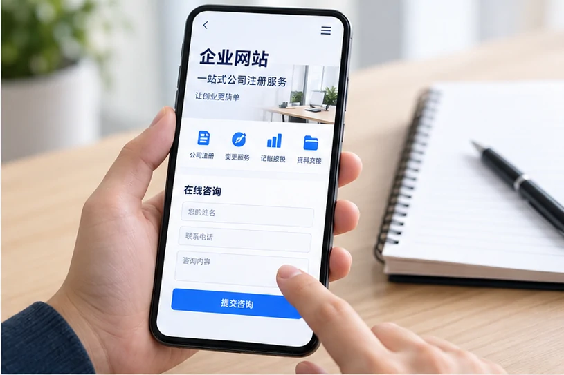 企业网站展示业务与服务信息的场景示意