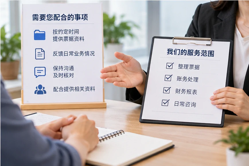 整理企业票据与日常账务资料的服务场景示意