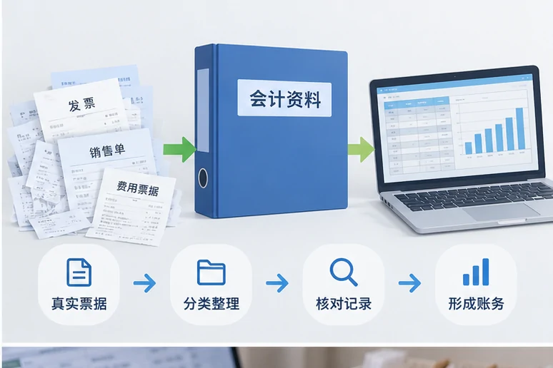 整理企业票据与日常账务资料的服务场景示意