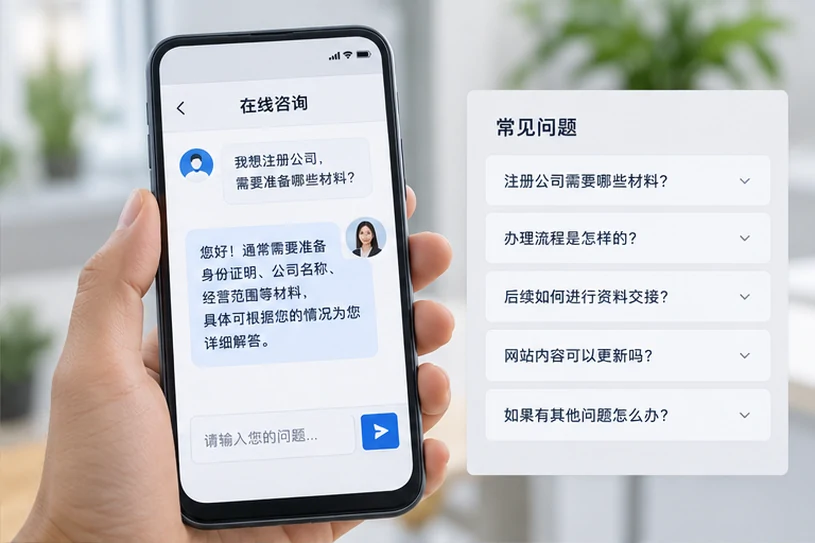 企业网站展示业务与服务信息的场景示意