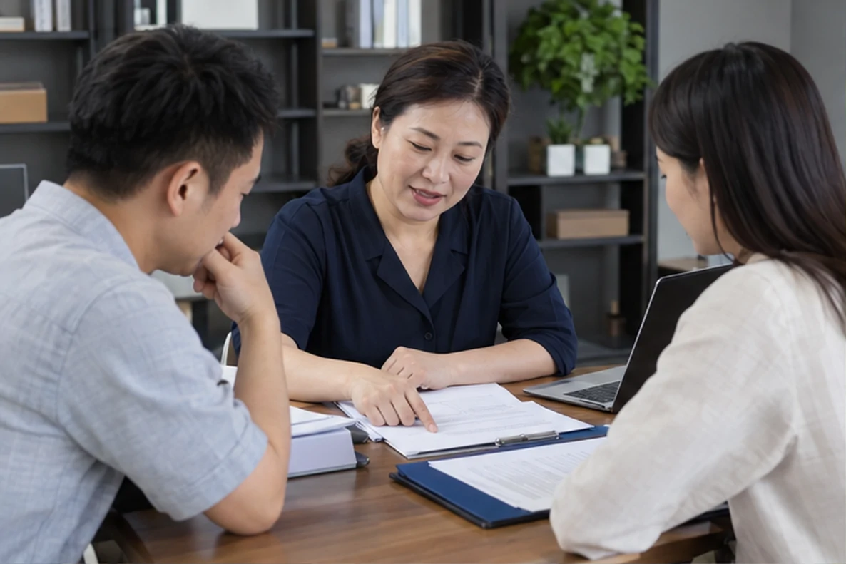 核对注册公司资料与办理事项的服务场景示意