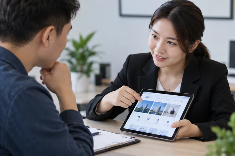 企业网站展示业务与服务信息的场景示意