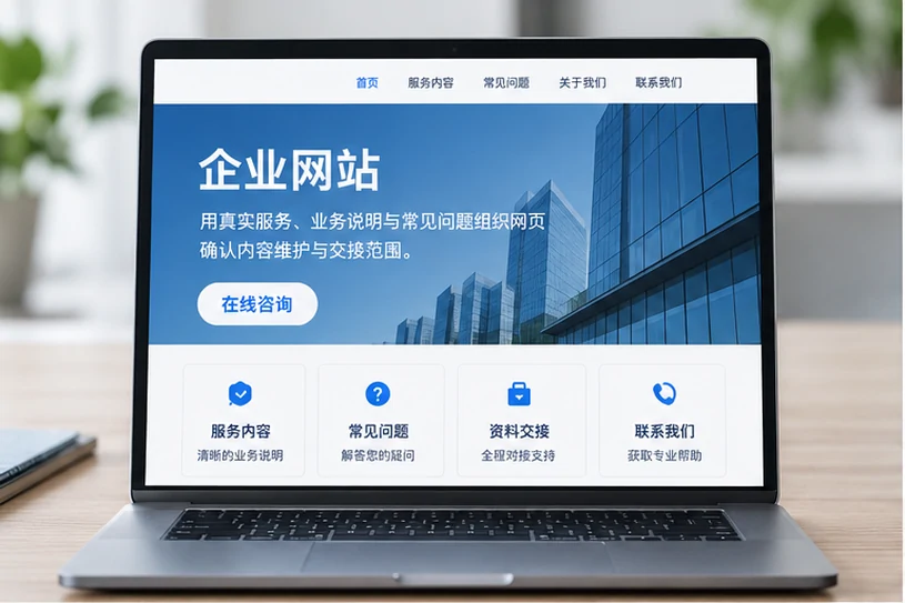 企业网站展示业务与服务信息的场景示意