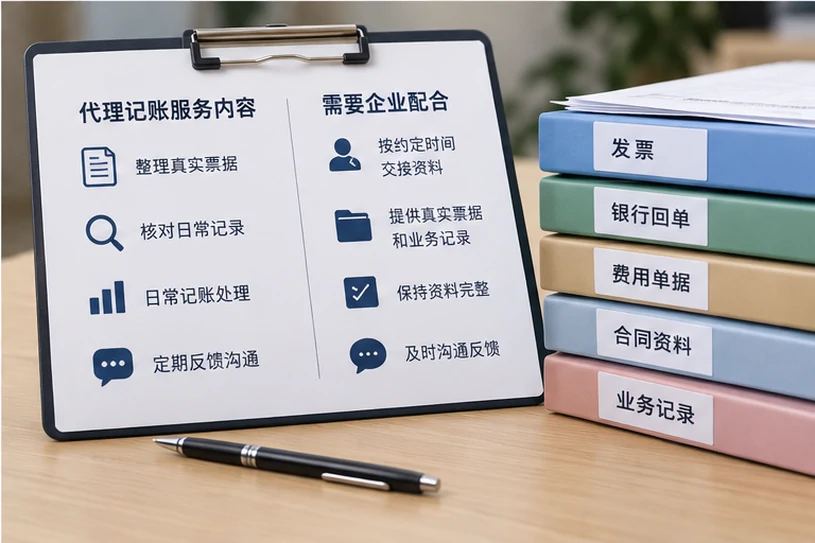 整理企业票据与日常账务资料的服务场景示意