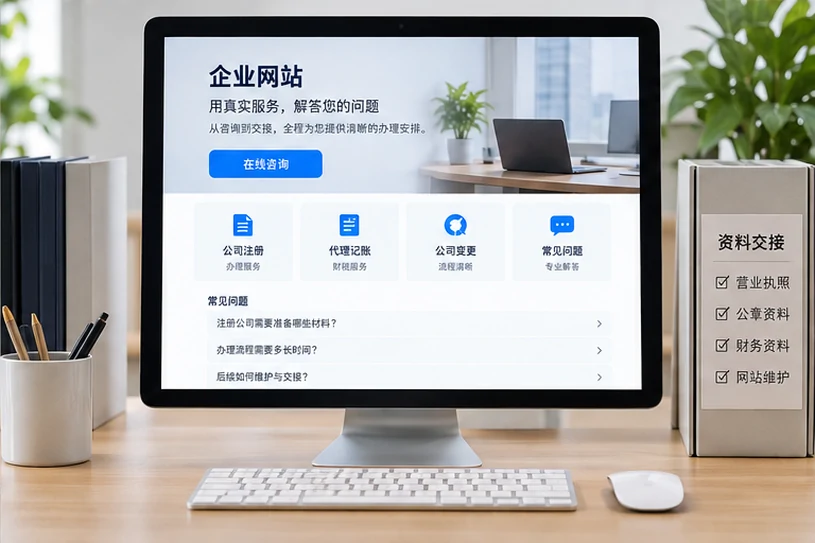 企业网站展示业务与服务信息的场景示意