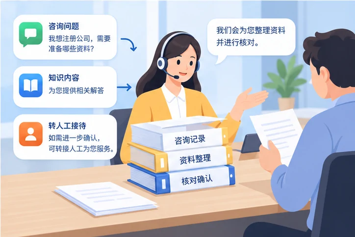 在线客服接待与咨询整理的服务场景示意