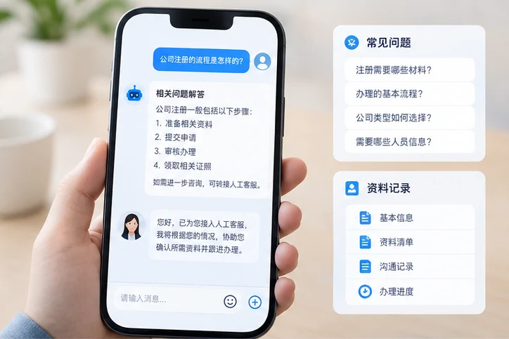 在线客服接待与咨询整理的服务场景示意