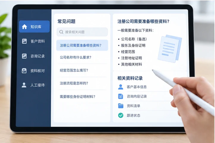 在线客服接待与咨询整理的服务场景示意