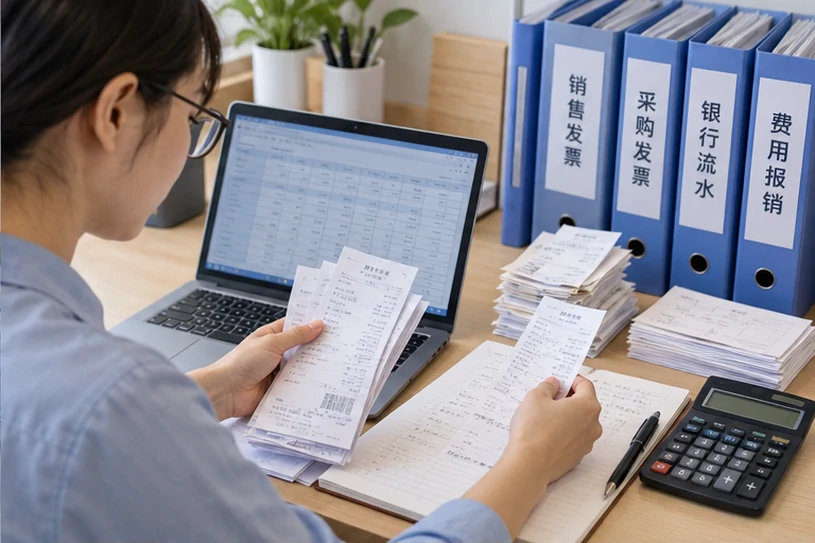 整理企业票据与日常账务资料的服务场景示意