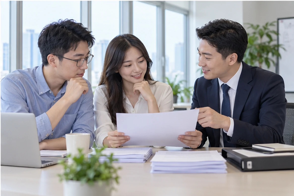 核对注册公司资料与办理事项的服务场景示意