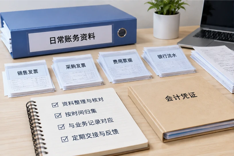整理企业票据与日常账务资料的服务场景示意